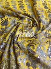 Chiffon Bordado Indiano Amarelo 2