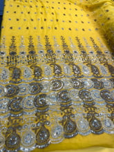 Chiffon Bordado Indiano Amarelo 3