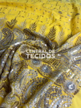 Chiffon Bordado Indiano Amarelo 4