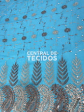 Chiffon Bordado Indiano Azul Celeste 2