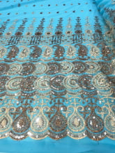 Chiffon Bordado Indiano Azul Celeste 25