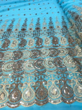 Chiffon Bordado Indiano Azul Celeste 25