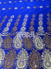 Chiffon Bordado Indiano Azul Royal  2