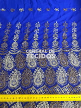 Chiffon Bordado Indiano Azul Royal  2