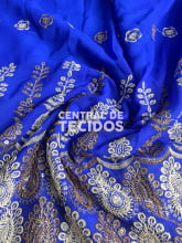 Chiffon Bordado Indiano Azul Royal  2