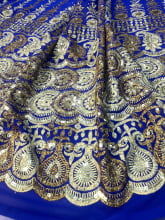 Chiffon Bordado Indiano Azul Royal 25