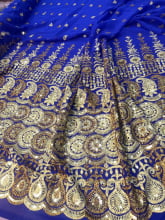 Chiffon Bordado Indiano Azul Royal 25
