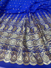 Chiffon Bordado Indiano Azul Royal 25