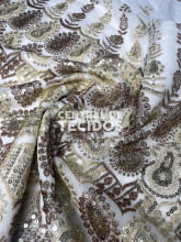 Chiffon Bordado Indiano Branco 1