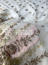 Chiffon Bordado Indiano Branco 3