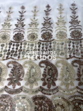 Chiffon Bordado Indiano Branco 3