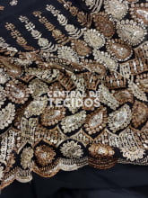 Chiffon Bordado Indiano Flor