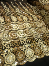 Chiffon Bordado Indiano Preto 2