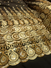 Chiffon Bordado Indiano Preto 2