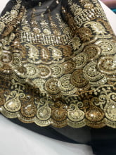 Chiffon Bordado Indiano Preto 2