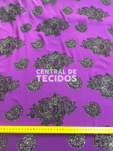 Chiffon Bordado Indiano Sari Roxo