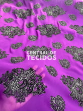 Chiffon Bordado Indiano Sari Roxo