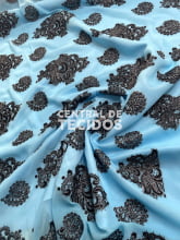 Chiffon Bordado Indiano Sari Turquesa