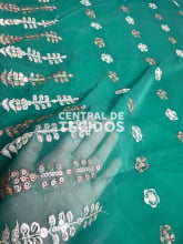 Chiffon Bordado Indiano Verde 25 3