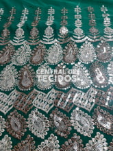 Chiffon Bordado Indiano Verde 25 3