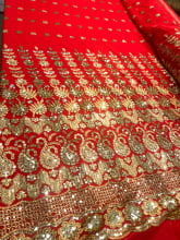 Chiffon Bordado Indiano Vermelho 
