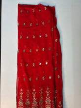 Chiffon Bordado Indiano Vermelho Paysley