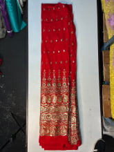 Chiffon Bordado Indiano Vermelho Paysley