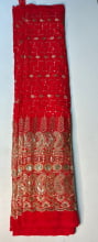 Chiffon Bordado Indiano Vermelho Ramos