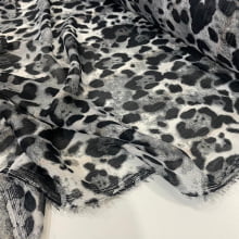 Chiffon Estampado Lurex Animal Print Tigre Preto