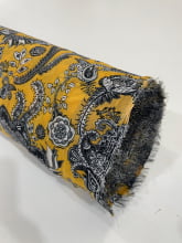 Chiffon Estampado Lurex Paisley Amarelo