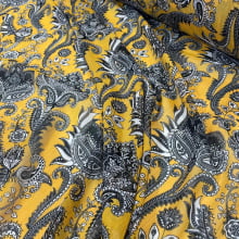 Chiffon Estampado Lurex Paisley Amarelo