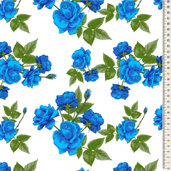 Oxford Digital | Floral Azul Royal fundo Branco
