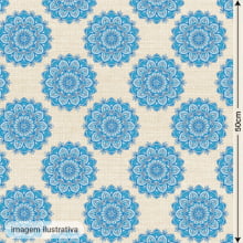 Oxford Estampado Digital Mandalas Azul Clara