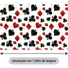 Oxford Estampado Digital Naipes em Preto e Vermelho