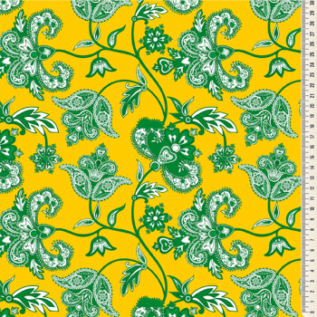 Oxford Digital | Floral Paisley Verde e amarelo