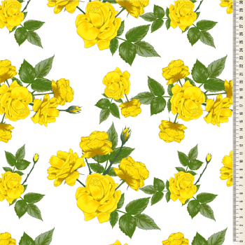 Oxford Digital | Floral Amarelo e branco