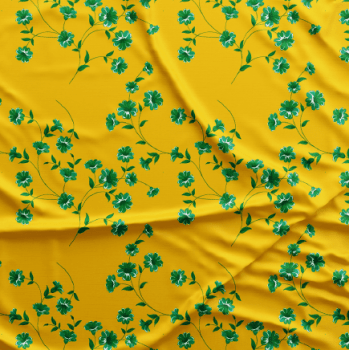 Oxford Digital | Mini Floral verde fundo Amarelo