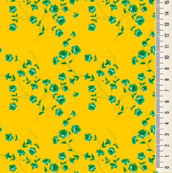 Oxford Digital | Mini Floral verde fundo Amarelo