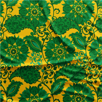 Oxford Digital | Floral Arabesco Verde e Amarelo