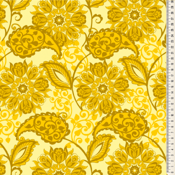 Oxford Digital | Floral Arabesco Amarelo
