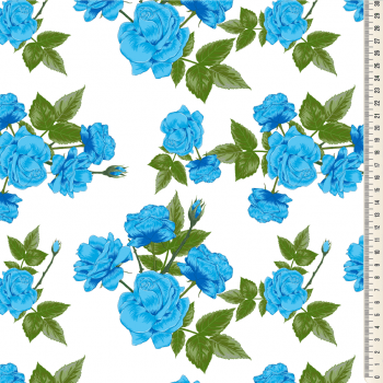 Oxford Digital | Floral Azul fundo branco