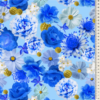 Oxford Digital | Floral Azul e moedas
