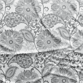 Oxford Digital | Floral Arabesco Brancio e cinza