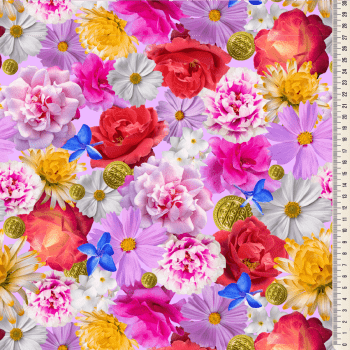 Oxford Digital | Floral Colorido fundo Lilás