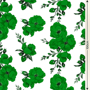 Oxford Digital | Floral Verde fundo branco