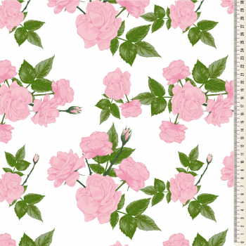Oxford Digital | Floral Rosa fundo branco