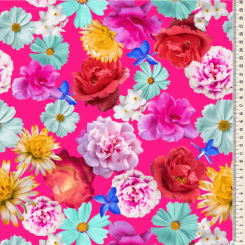 Oxford Digital | Floral Colorido fundo Rosa