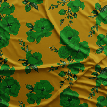 Oxford Digital | Floral Verde fundo Amarelo