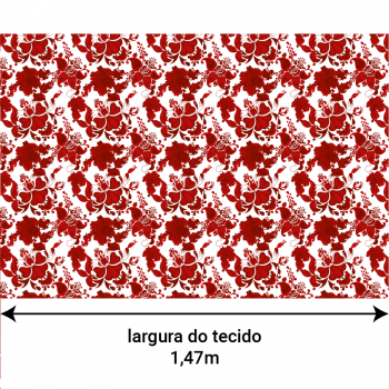 Oxford Digital | Folk Paisley Vermelho fundo branco