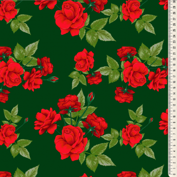 Oxford Digital | Rosas vermelhas fundo Verde